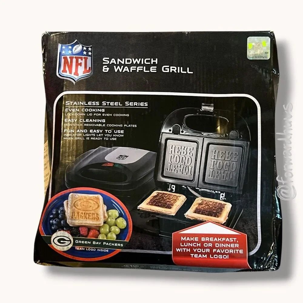 NFL Green Bay Packers Sandwich & Waffle Grill Black 2011 Tested Works